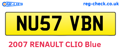NU57VBN are the vehicle registration plates.