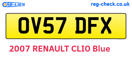 OV57DFX are the vehicle registration plates.
