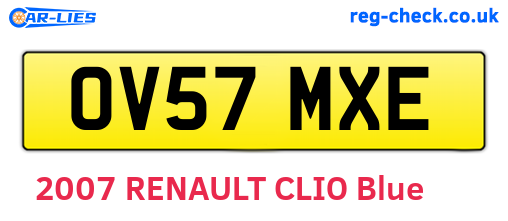 OV57MXE are the vehicle registration plates.