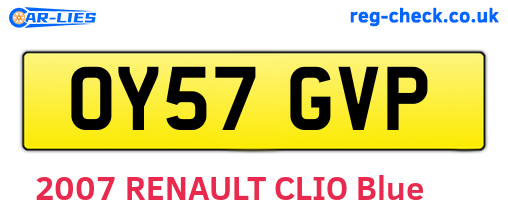 OY57GVP are the vehicle registration plates.