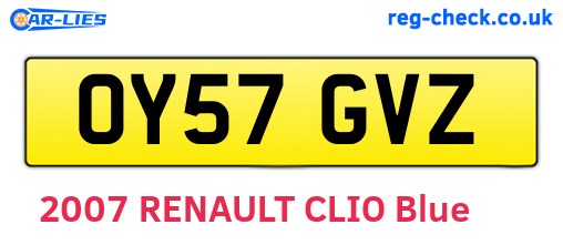 OY57GVZ are the vehicle registration plates.