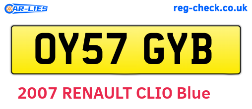 OY57GYB are the vehicle registration plates.