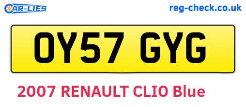 OY57GYG are the vehicle registration plates.