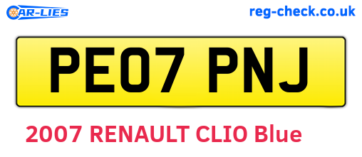 PE07PNJ are the vehicle registration plates.