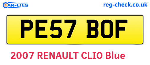 PE57BOF are the vehicle registration plates.