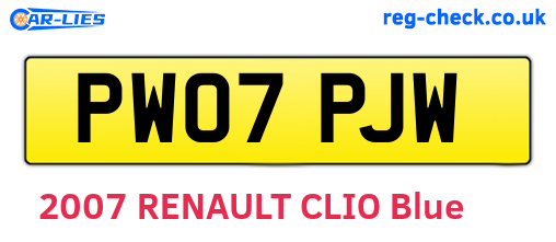 PW07PJW are the vehicle registration plates.