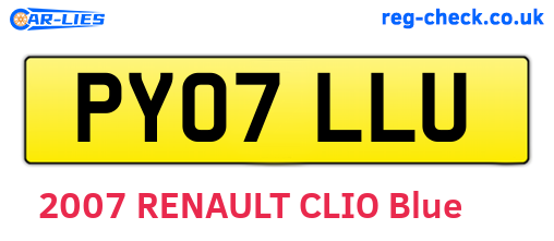 PY07LLU are the vehicle registration plates.