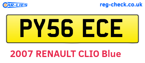PY56ECE are the vehicle registration plates.