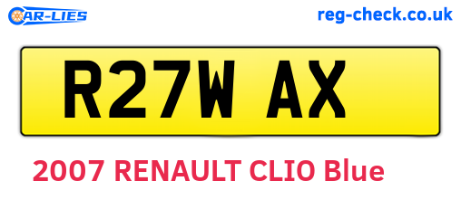 R27WAX are the vehicle registration plates.