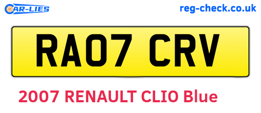 RA07CRV are the vehicle registration plates.
