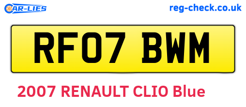 RF07BWM are the vehicle registration plates.