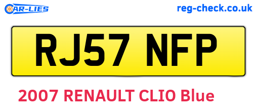 RJ57NFP are the vehicle registration plates.