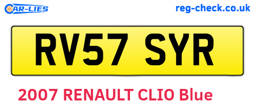 RV57SYR are the vehicle registration plates.