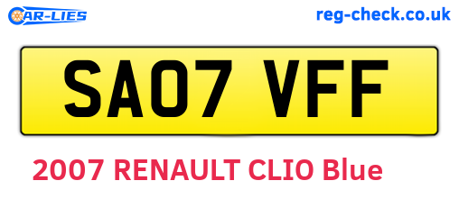 SA07VFF are the vehicle registration plates.