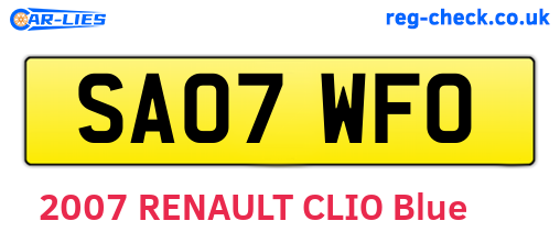 SA07WFO are the vehicle registration plates.