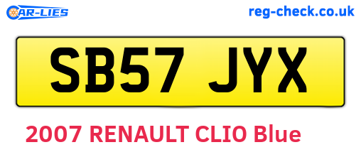 SB57JYX are the vehicle registration plates.