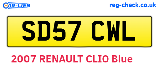 SD57CWL are the vehicle registration plates.