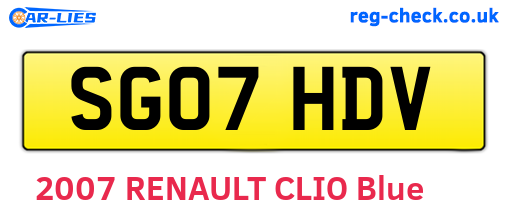 SG07HDV are the vehicle registration plates.