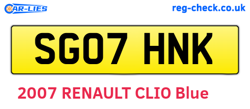 SG07HNK are the vehicle registration plates.
