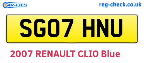 SG07HNU are the vehicle registration plates.
