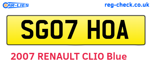 SG07HOA are the vehicle registration plates.