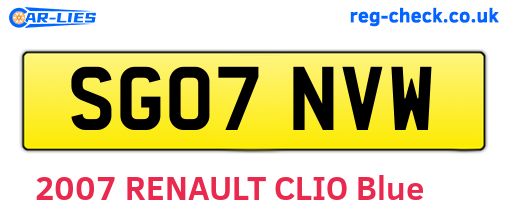 SG07NVW are the vehicle registration plates.