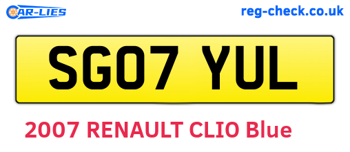 SG07YUL are the vehicle registration plates.