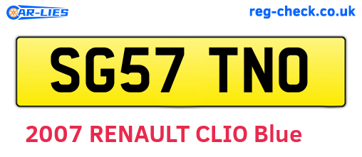 SG57TNO are the vehicle registration plates.