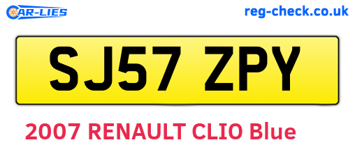 SJ57ZPY are the vehicle registration plates.