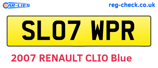 SL07WPR are the vehicle registration plates.