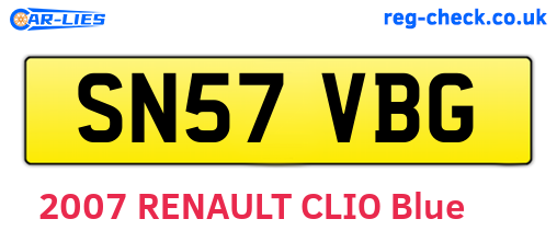 SN57VBG are the vehicle registration plates.