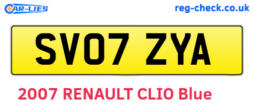 SV07ZYA are the vehicle registration plates.