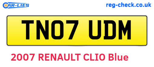 TN07UDM are the vehicle registration plates.