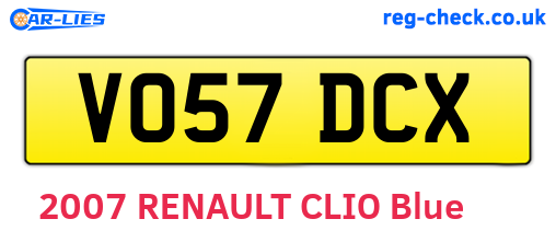 VO57DCX are the vehicle registration plates.