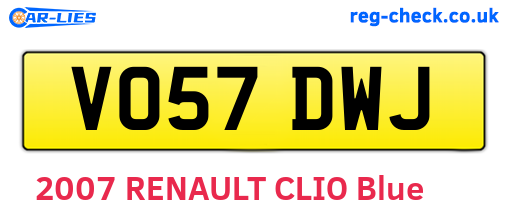 VO57DWJ are the vehicle registration plates.