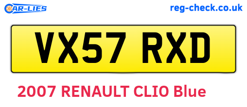 VX57RXD are the vehicle registration plates.