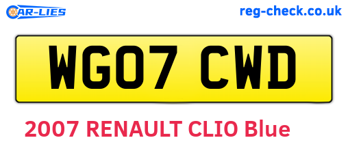 WG07CWD are the vehicle registration plates.