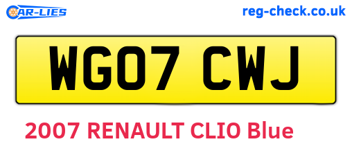 WG07CWJ are the vehicle registration plates.
