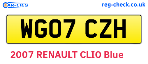 WG07CZH are the vehicle registration plates.
