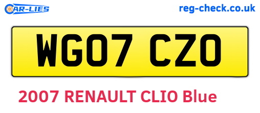 WG07CZO are the vehicle registration plates.