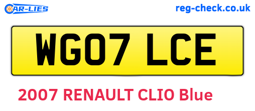 WG07LCE are the vehicle registration plates.