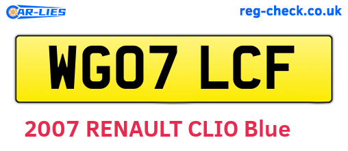 WG07LCF are the vehicle registration plates.
