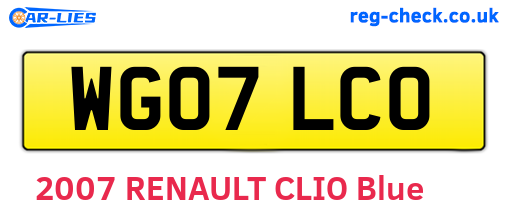 WG07LCO are the vehicle registration plates.