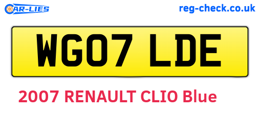 WG07LDE are the vehicle registration plates.