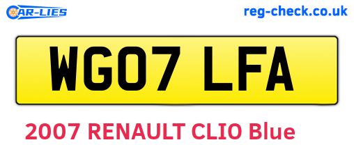 WG07LFA are the vehicle registration plates.