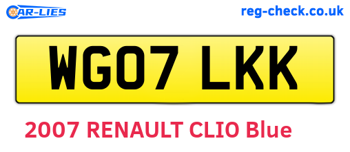 WG07LKK are the vehicle registration plates.