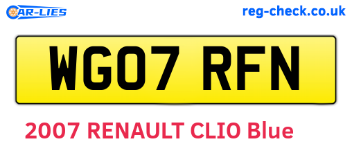 WG07RFN are the vehicle registration plates.
