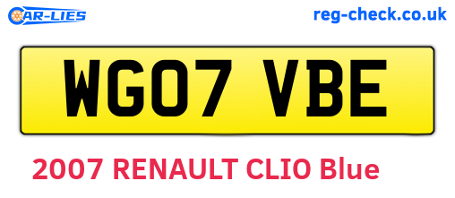 WG07VBE are the vehicle registration plates.