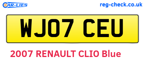 WJ07CEU are the vehicle registration plates.