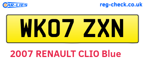 WK07ZXN are the vehicle registration plates.